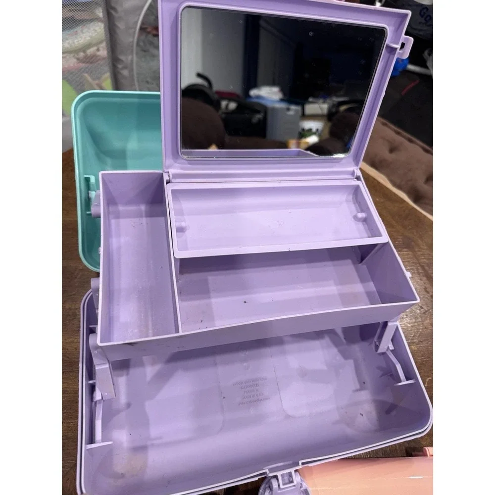 Caboodles 3 Cases Lavender Purple & Mint Green Makeup Organizer Vintage Set Of 3 - Picture 6 of 15